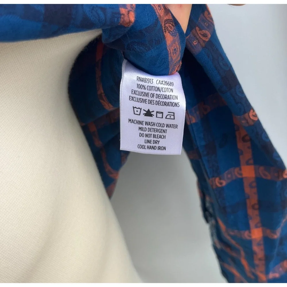 Robert Graham Green Paisley Blue Redish Orange Flowers Button Front Shirt sz XL - Picture 6 of 7